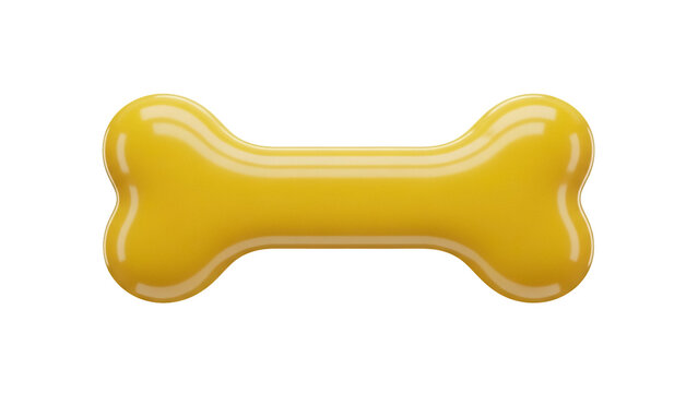 Shiny yellow dog bone isolated PNG, pet treat for canine nutrition and animal care on transparent background