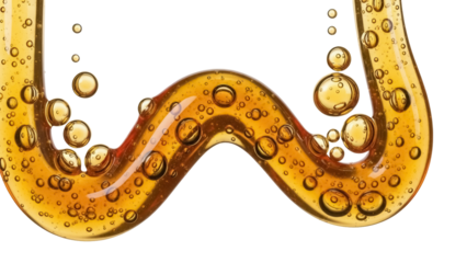 Golden honey with bubbles isolated PNG, sweet organic food ingredient on transparent background for healthy nutrition and natural sweetener