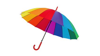 Colorful rainbow umbrella isolated on transparent background
