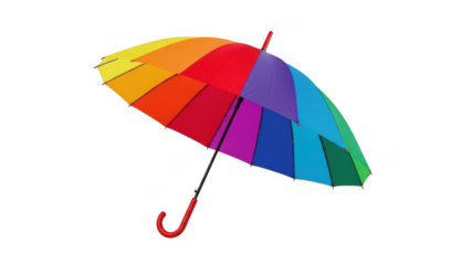 Colorful rainbow umbrella isolated on transparent background