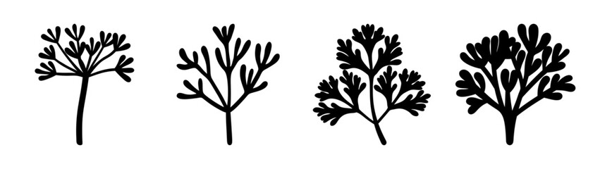 Obraz premium Four unique tree silhouettes