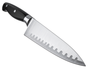 Extreme Closeup of Knife Tip and Blade Curve, Minimal Composition, Isolated