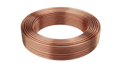 Coil of copper wire isolated on transparent background