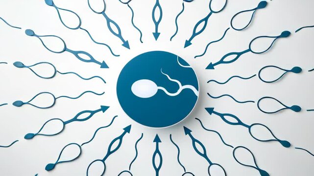 Embryo and Sperm concept ,Sperm fertilization reproduction biology medical concept blue white science health circular pattern abstract human cell