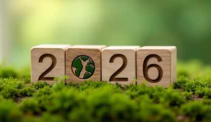 wooden blocks with green text 2026