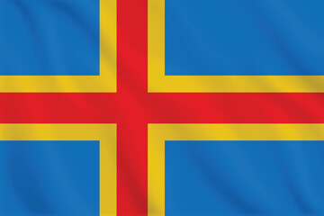 Fototapeta premium 3d illustration waving flag of Aland Island. Vector flag of Aland Island. Symbol of Aland Island.