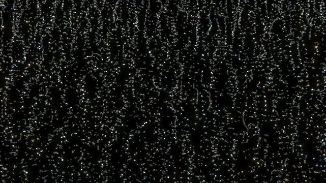 Drops splash water waterfall on black bg 4k