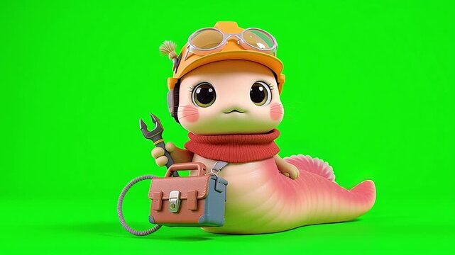 Charming little helper character equipped with tools, ready to tinker and optimize digital systems and creative projects with a cheerful demeanor and futuristic potential