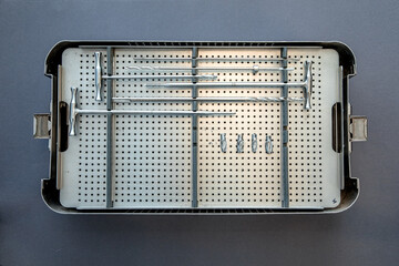 close up of lots of parts for transplantation of the joints of the leg