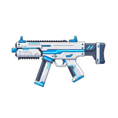Futuristic submachine gun with blue accents a digital art illustration