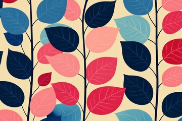 Fototapeta premium Vibrant and Colorful Branching Leaves Texture Abstract Vintage Pastel Vine Leaves Background Design