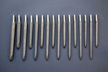 close up of lots of parts for transplantation of the joints of the leg