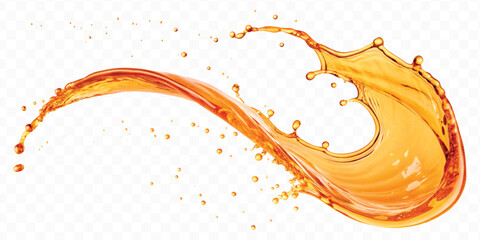 realistic fresh liquid honey or oil splash with drops  in curve style isolated on transparent background © MDShafaat