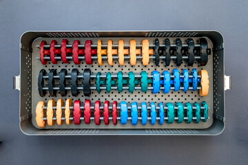 close up of lots of parts for transplantation of the joints of the leg