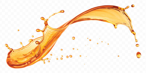realistic fresh liquid honey or oil splash with drops  in curve style isolated on transparent background © MDShafaat