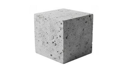 Concrete cube object isolated on transparent background