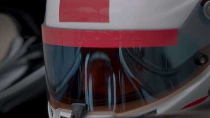 Fototapeta premium A fast racing car stands on the starting grid before the race