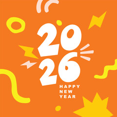 Bright colorful 2026 new year flat illustration