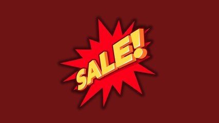 Bold red sale banner illustration on dark background
