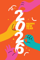 Decorative banner happy new year 2026 illustration.