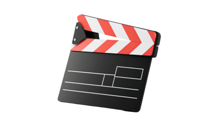 Isolated movie clapper board on a white background used by a director for Hollywood film production and cinema video action in a professional cinematography studio