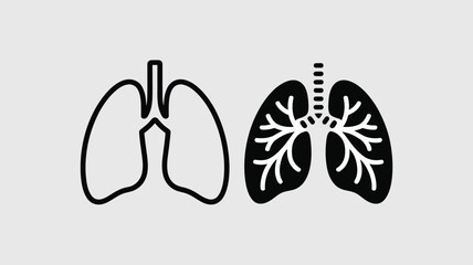 Simple black and white illustration of human lungs anatomy.
