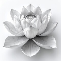 Close-up of a perfectly symmetrical white lotus flower, studio shot