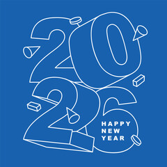 Party themed New Year 2026 flat art design