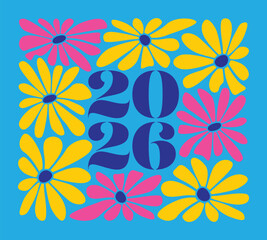 Trendy 2026 new year celebration vector artwork