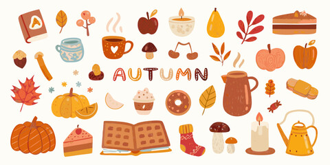 A charming autumn collection featuring seasonal treats foliage and cozy elements © Hridoy