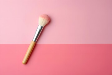 Makeup brush with pink background for beauty concept