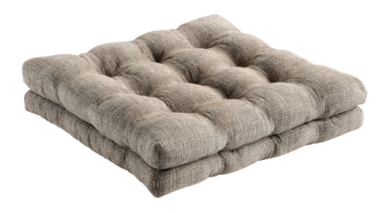 soft tufted floor cushion thick padded textile seat  mattress square comfort pillow isolated on white background