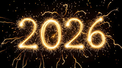 Happy new year 2026 celebration with sparkling fireworks