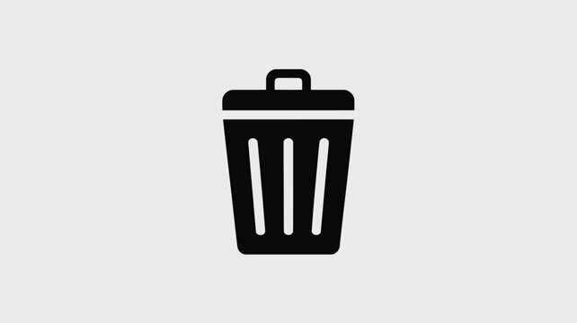 Simple black trash can icon on white background.