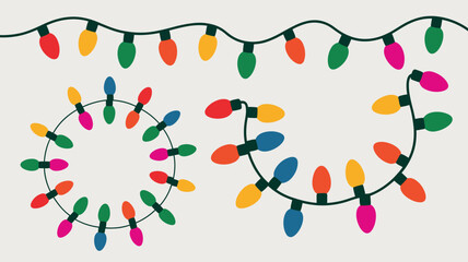 Colorful Christmas lights garland illustration.