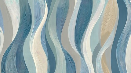 Abstract Wavy Pattern with Blues Grays and Tan Neutral Tones in a Seamless Repetitive Design with Organic Fluid Shapes for Background Textures