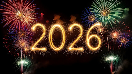 Vibrant fireworks display celebrating new year 2026