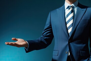 Close-up businessman hand offering support and professional corporate help gesture