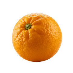 Ripe vibrant orange fruit with textured skin and green stem on a white background representing a healthy and nutritious citrus option.