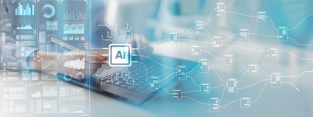 AI and Data Processing for Enhanced Insights on a Wide Banner, Business and Technology Concept.