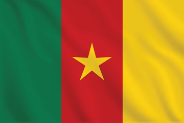Naklejka premium 3d illustration waving flag of Cameroon. Vector flag of Cameroon. Symbol of Cameroon.