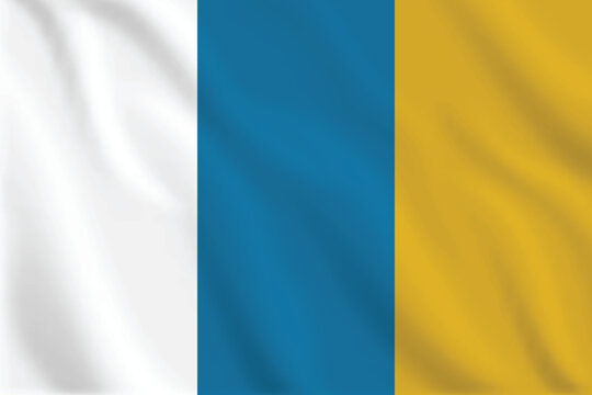3d illustration waving flag of Canary Islands. Vector flag of Canary Islands Symbol of Canary Islands.