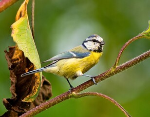 Charming Blue Tit in a Lively Moment on a Branch © alkoshy