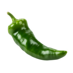 Fresh green pepper isolated on a white background, perfect for culinary and cooking purposes, showcasing vibrant green color and glossy texture of the vegetable.