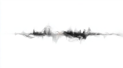 Abstract representation of sound waves in black and white on a blank background