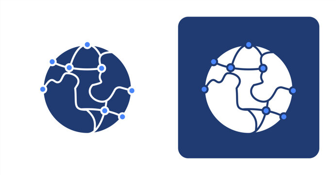 Globalization Glyph Color , Two-tone color and contrasting background icon illustration