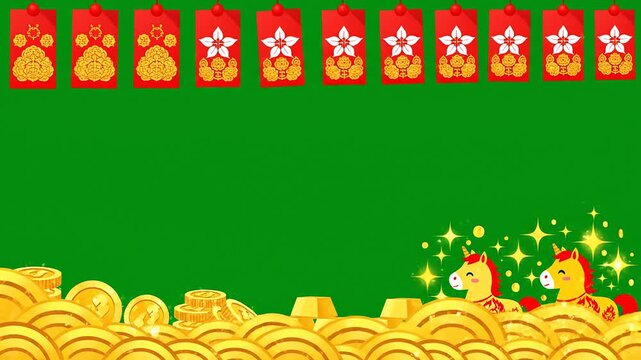 Festive vector animated money envelope border chroma key wealth overlay