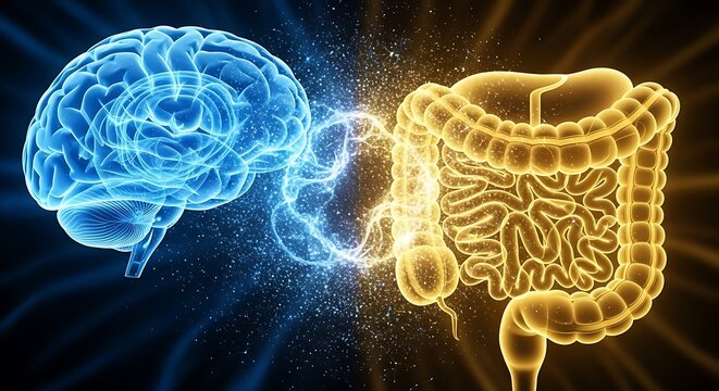 3D Medical Visualization of the Brain-Gut Connection Between Intestines and Mind Intelligence