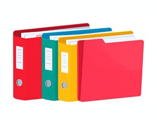 Colorful binders and document folders for office organization