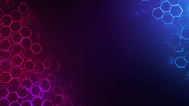 Abstract background with hexagon shapes in vibrant purple and blue hues, perfect for modern designs and digital art. - Powered by Adobe